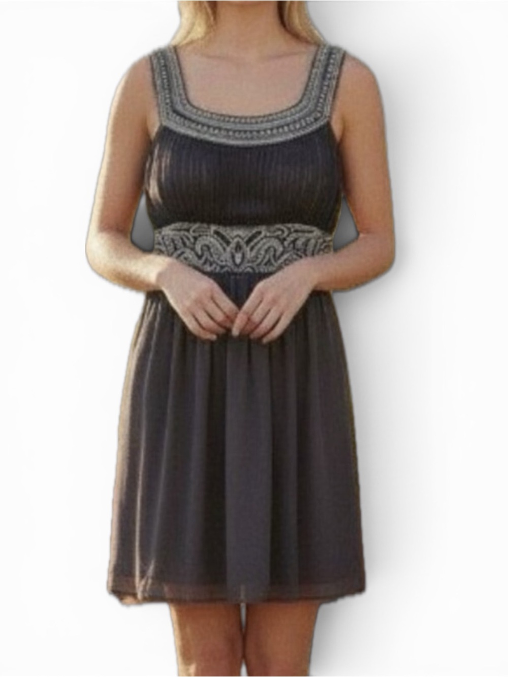 NWT Patra 100% Silk Women's Charcoal Gray‎ Cocktail Dress Size 8